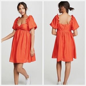 English Factory Red Puff Sleeve Dress! Size S!